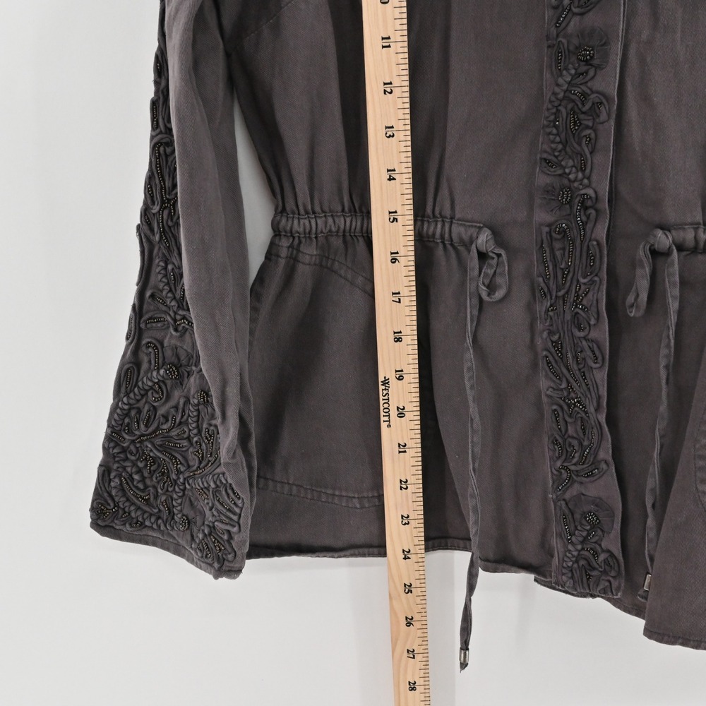 Anthropologie Love Sam Travis Jacket Womens Size XS Military Brown Embellished - Picture 4 of 14